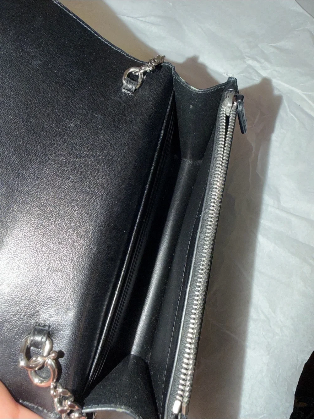 Saint Laurent Black Croc-Embossed Leather Tassel Chain Shoulder Bag
